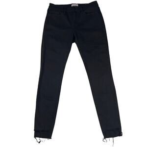 FRAME Denim Le Skinny de Jeanne Black Stretch Jeans Raw Chop Hem Size 29